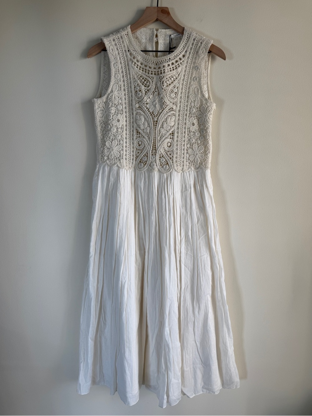 Zara ZW Collection Embroidered Lace Midi Dress Ecru Size M NWT - Picture 3 of 16